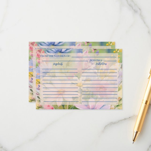 Cartão de Recepção de Flores Selvagens de Aquarela (Frente/Verso In Situ)