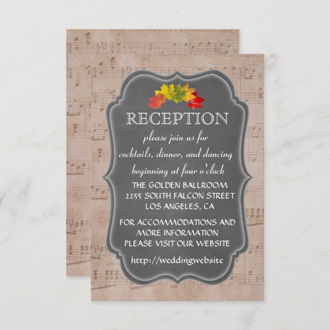 Cartão de Recepção de Música de Outono Country (Frente/Verso)