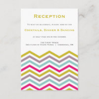 Cartão de Recepção de Padrão de Chevron Retro Colo