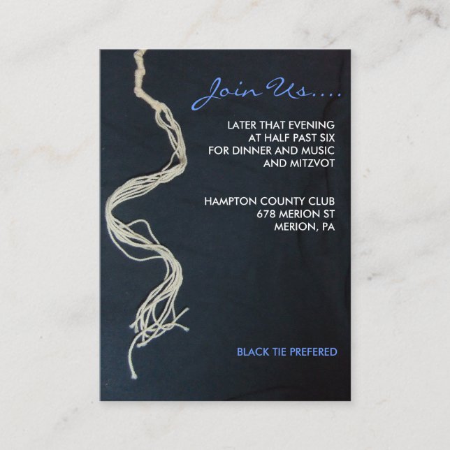 Cartão de Recepção do Bar Tallit Tallis Bat Mitzva (Frente)