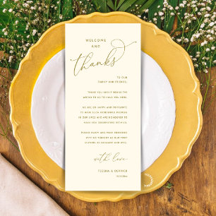 Cartão de Recepção Elegante "Boas-vindas e Agradec