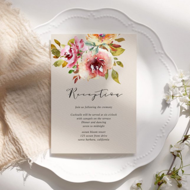 Cartão de Recepção Floral de Jardim de Verão (Criador carregado)