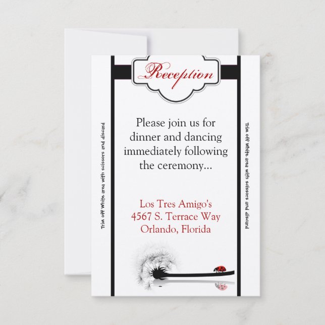 Cartão de recepção Lady Bug Dandilion Flower Ins 3 (Frente)