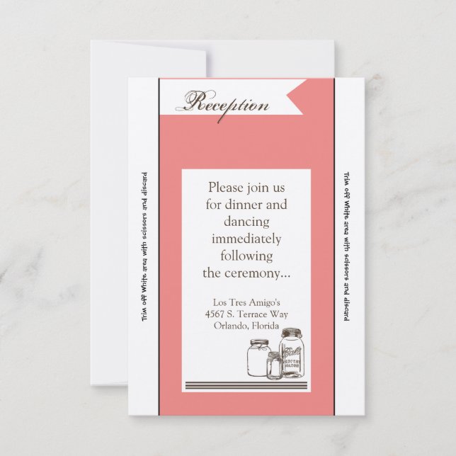 Cartão de Recepção Mason Jar Country Rustic Vase 3 (Frente)