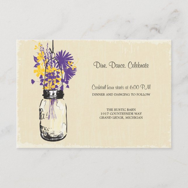 Cartão de Recepção Mason Jar e Firefly (Frente)