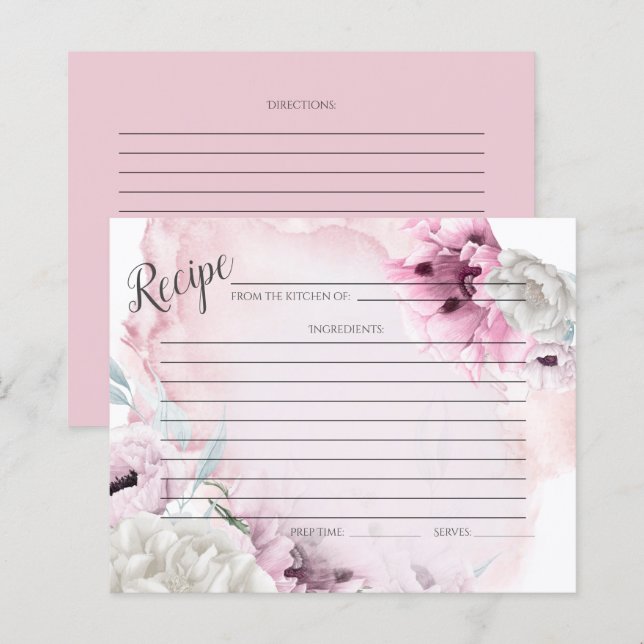 CARTÃO DE RECEPÇÃO | Populações rosadas por aquare (Frente/Verso)