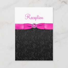 Cartão de recepção preto, rosa quente e branco