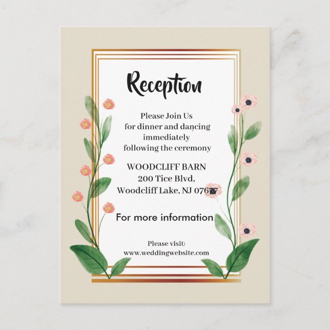 Cartão de recepção sofisticado e clássico (Frente)