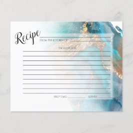 CARTÃO DE RECEPÇÃO | Tinta Dourada e Teal Marmoriz