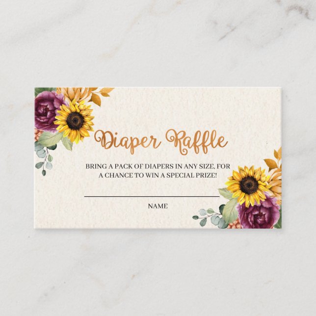 Cartão de Recinto de Fralda de Caimento de Girasso (Frente)