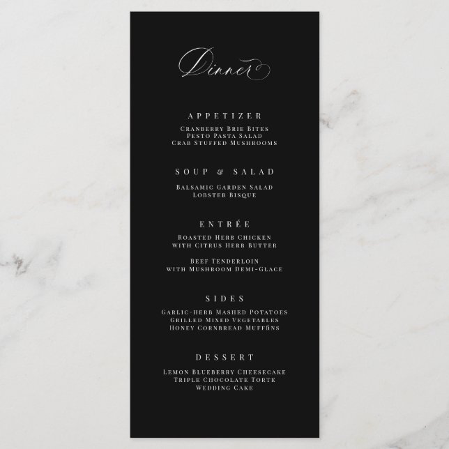 Cartão de refeição do menu Janto clássico (Frente)