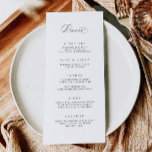 Cartão de refeição do menu Janto clássico<br><div class="desc">Nosso cartão de menu personalizado apresenta uma caligrafia moderna para a maneira perfeita de informar seus convidados sobre suas escolhas de refeições no seu casamento ou evento. Este item faz parte da nossa coleção Goldie G100,  por favor,  compre a nossa loja para produtos correspondentes.</div>