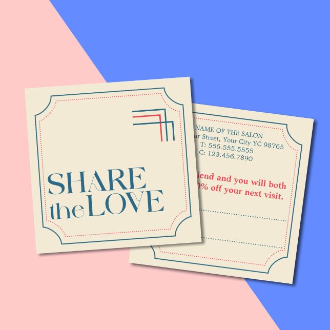 Cartão de Referência Azul Retroativo Simples Elega (Criador carregado)