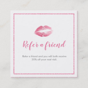 Cartão de Referência Beijo Rosa e Branco