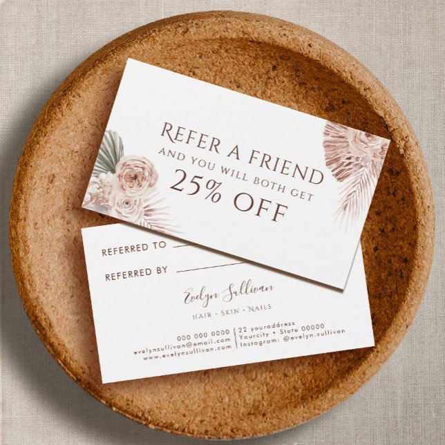 Cartão de referência Boho rosa (Criador carregado)