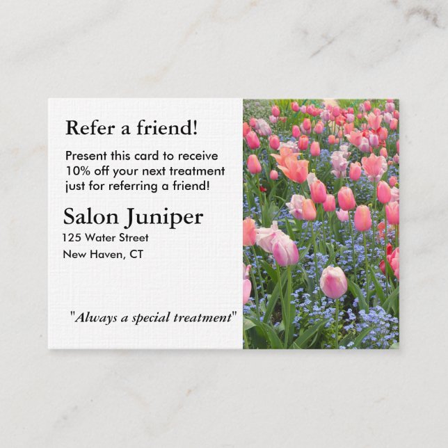 Cartão de Referência com Tulips e Forget-Me-Nots (Frente)