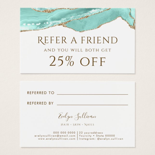 Cartão de Referência de Agato Aquamarino (Frente & Verso)