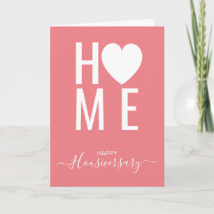 Cartão de referência de aniversário da casa feliz