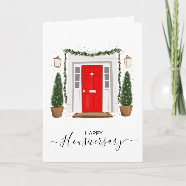 Cartão de referência de aniversário de casa feliz (Frente)