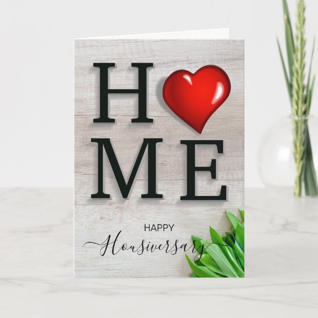 Cartão de referência de aniversário de casa feliz (Frente)