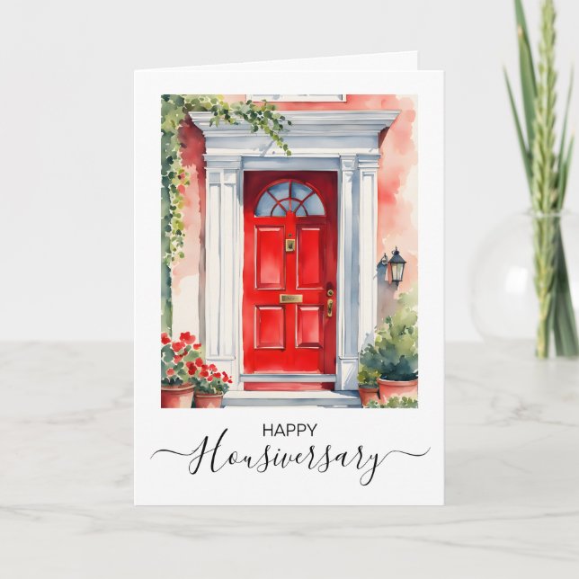 Cartão de referência de aniversário de casa feliz (Frente)