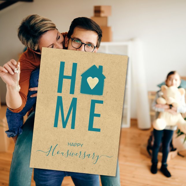 Cartão de referência de aniversário de casa feliz (Criador carregado)