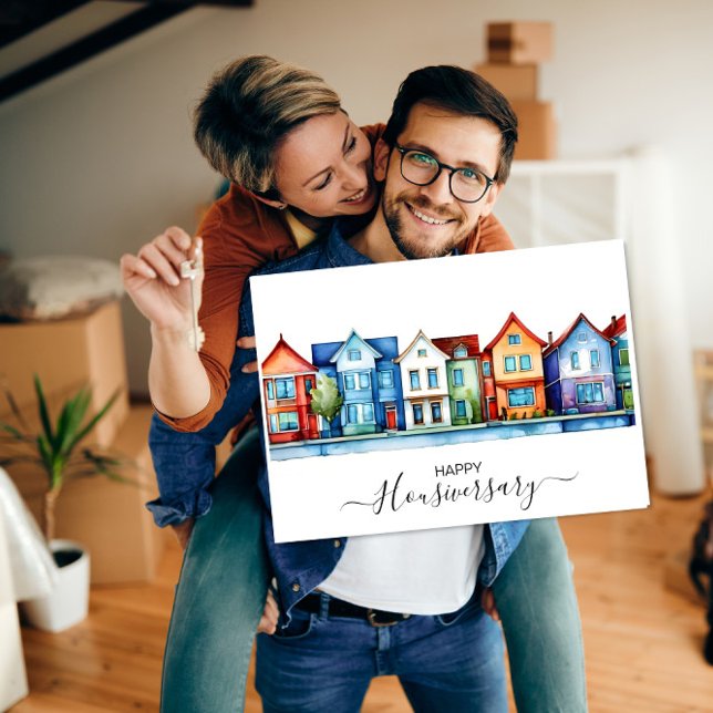 Cartão de referência de aniversário de casa feliz (Criador carregado)