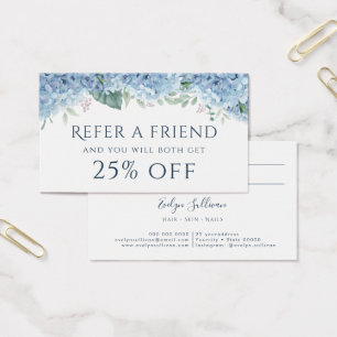 Cartão de Referência de Hydrangea Azul