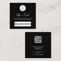 Cartão de Referência de Negócios Preto e Branco Re