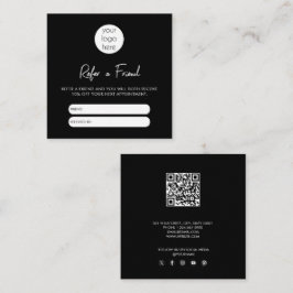 Cartão de Referência de Negócios Preto e Branco Re