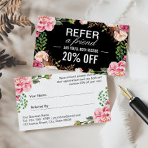 Cartão de Referência de Salão de Beleza Floral Ros
