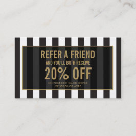 Cartão de Referência de Salão de Stripes Negra e B