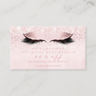 Cartão de Referência de Salão Makeup Rosa Girly