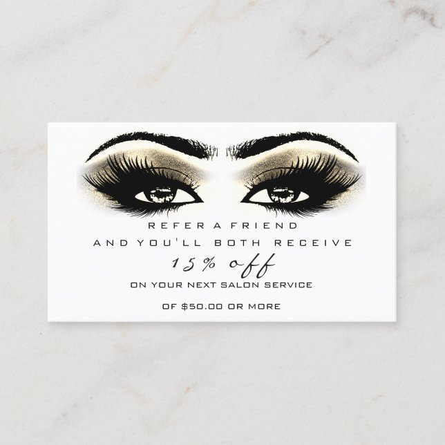 Cartão de Referência de Salão Maqueamento Lash Olh (Frente)