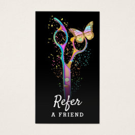 cartão de referência de tesoura de estilista capil