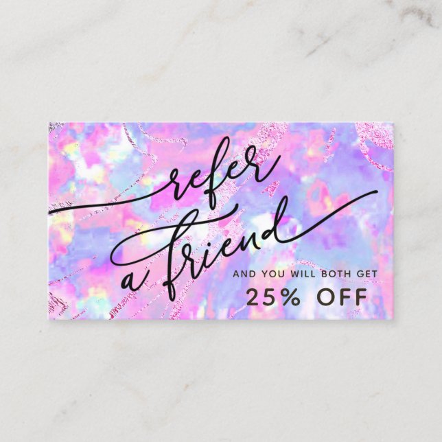 cartão de referência de textura opal rosa púrpura (Frente)