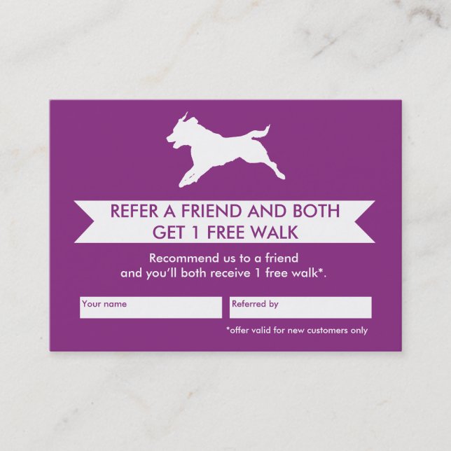 Cartão de Referência do Dog Walker - Personalizáve (Frente)