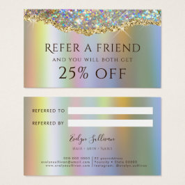 cartão de referência Dourado faux iridescente da g