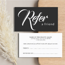 Cartão de referência preto e branco Elegante simpl