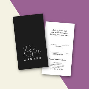 Cartão de referência preto e branco Elegante simpl