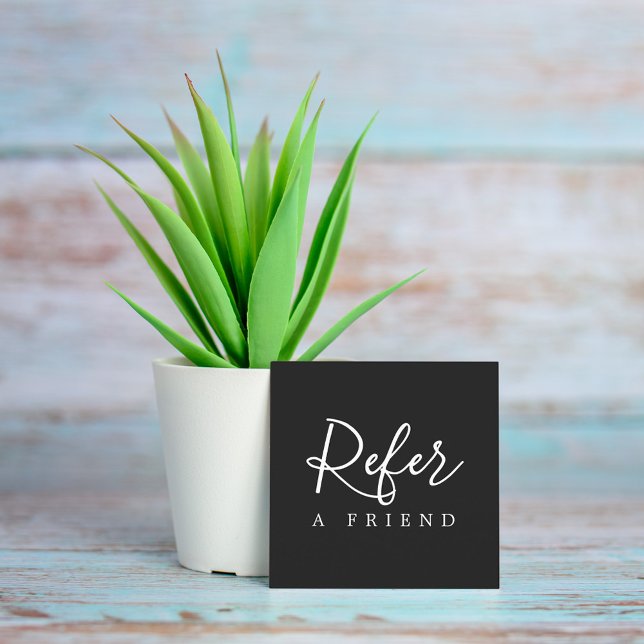 Cartão de referência preto e branco Elegante simpl (Criador carregado)