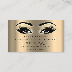 Cartão de Referência Salão Makeup Artista Dourado
