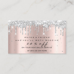 Cartão de Referência Salão Prateado Lashes Unha