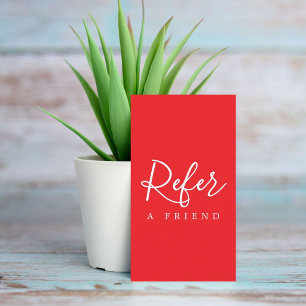 Cartão de Referência Simples e Elegante Vermelho e