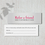 Cartão de Referência Simples Faux Silver Pink Eleg<br><div class="desc">Simples cartão de referência MINI com fundo falso prateado para empresas relacionadas à beleza. Design simples,  totalmente personalizável.</div>