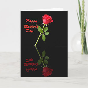 Cartão de Reflexão do Dia das Mães Rosa Vermelha