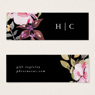 Cartão de Registro Bonito de Aquarela Preto Elegan