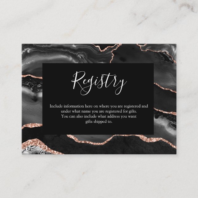 Cartão de Registro Clássico de Rosa de Agate Preto (Frente)