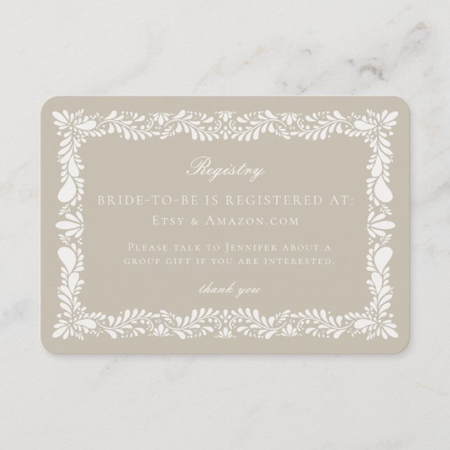 Cartão de Registro de Azulejo Talavera Bege (Frente)