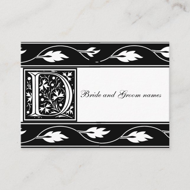 Cartão de Registro de Branca Monograma Branco E Pr (Frente)